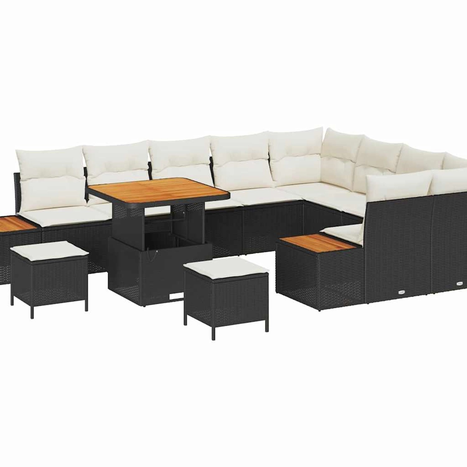 vidaXL Garten-Sofa-Set mit Kissen 12-Tlg Schwarz Poly Rattan 3362950 günstig online kaufen