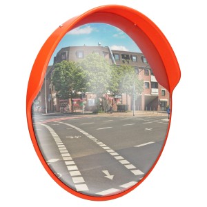 Roter ECD Germany Verkehrsspiegel, 30 cm, mit Halterung. Wetterfester Spiegel für Carports und Garagen.