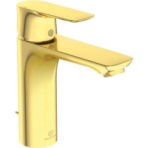 Ideal Standard Waschtischarmatur Connect Air Grande in gebürstetem Gold.