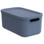 Rotho Multibox Albula 12 l in Horizontblau, Aufbewahrungsbox mit Deckel und Griffen.