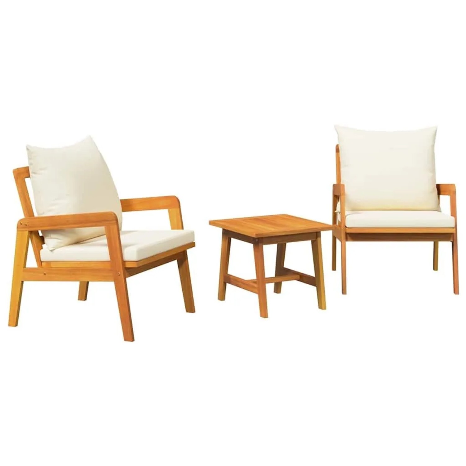 vidaXL Bistrogarnitur mit Kissen 3-Tlg Braun Massivholz Akazie 4106456
