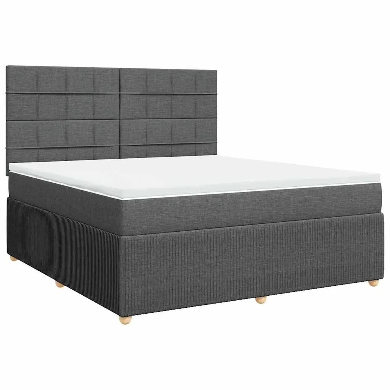 vidaXL Boxspringbett mit Matratze Dunkelgrau 180x200 cm Stoff 3292136