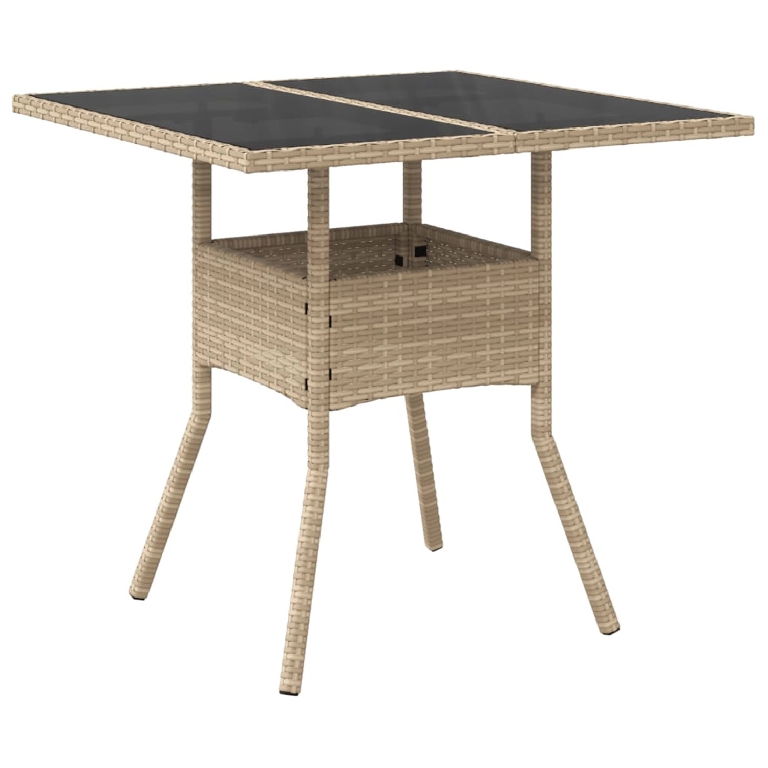 vidaXL Gartentisch mit Glasplatte Beige 80x80x75 cm Poly Rattan 365523 günstig online kaufen