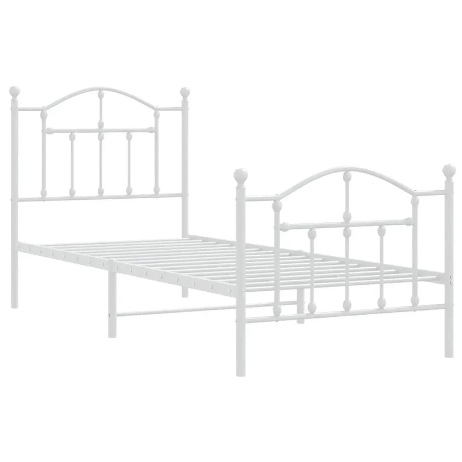 Weißes Metall Bettgestell 80x200 cm mit Kopf- und Fußteil für Jugendzimmer oder Schlafzimmer.