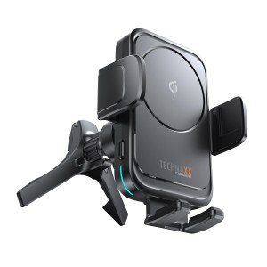 Technaxx KFZ-Ladehalterung TX-322 mit Qi-Ladefunktion, 15W Leistung, drehbare Halterung.