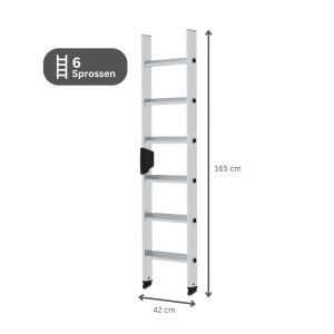 PROREGAL Stufen-Anlegeleiter mit 6 Stufen aus Aluminium, 165 cm hoch.