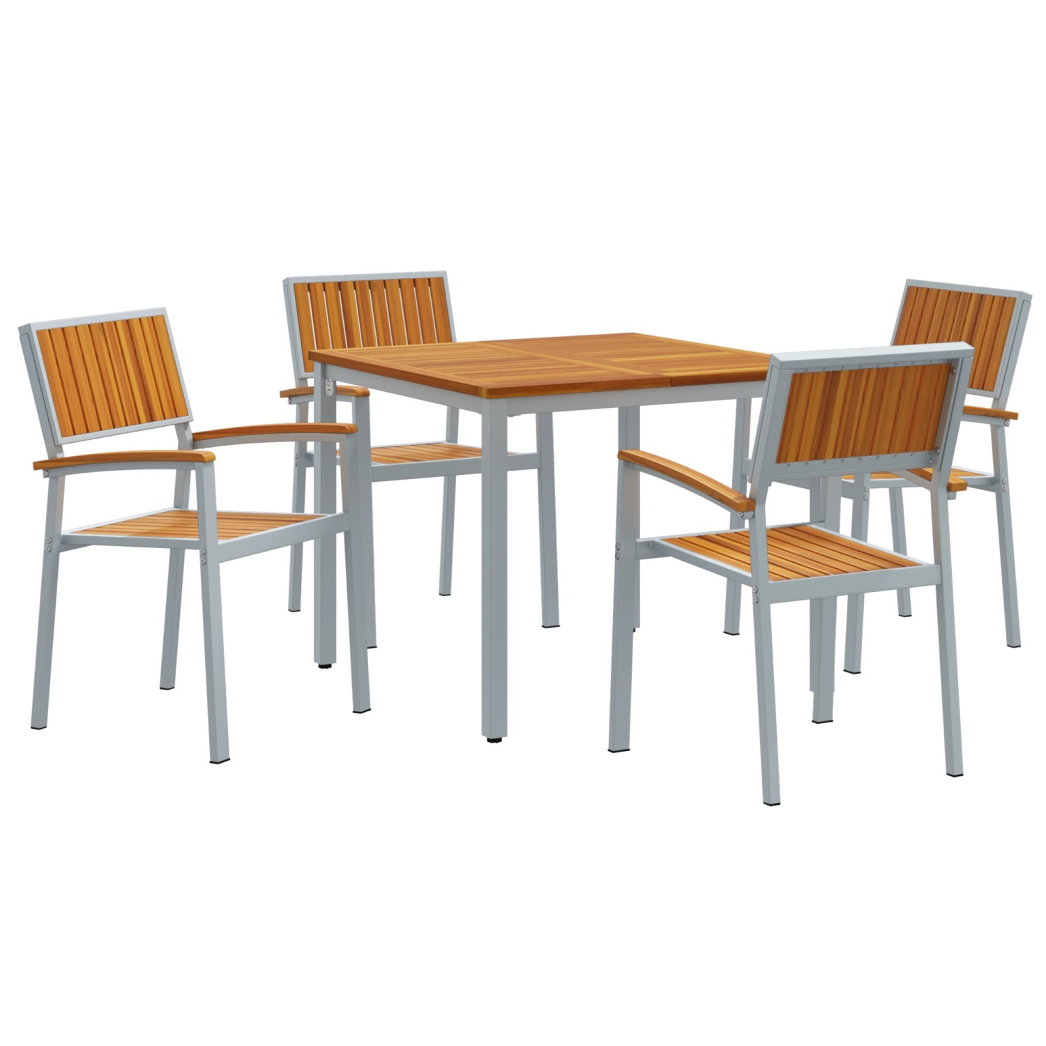 vidaXL 5-Teiliges Garten-Esszimmer-Set aus Massivem Akazienholz und Metall günstig online kaufen