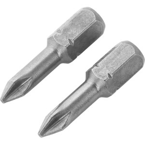 Zwei LUX Torsion Bits Comfort PH1 aus Stahl, geeignet für Schraubarbeiten.