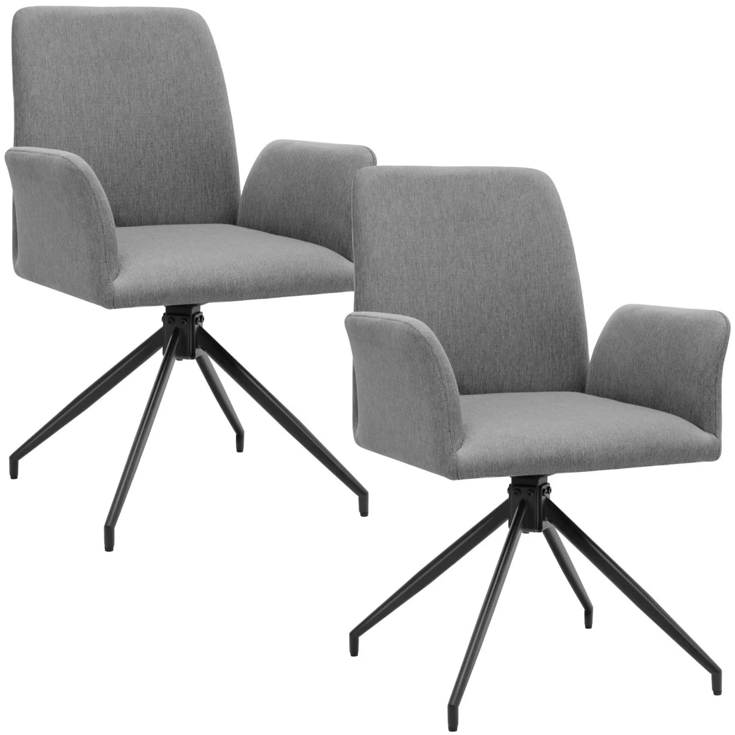 Tectake Drehbarer Armlehnstuhl Daya Robuster Webstoff Gepolstert 360° Drehbar Höhenverstellbare Kunststofffüße 2Er Set 58 X 55 50 X 87 Cm