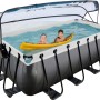 Exit Black Leather Pool 400x200 mit Abdeckung, Sandfilter und Wärmepumpe. Kinder im Pool.