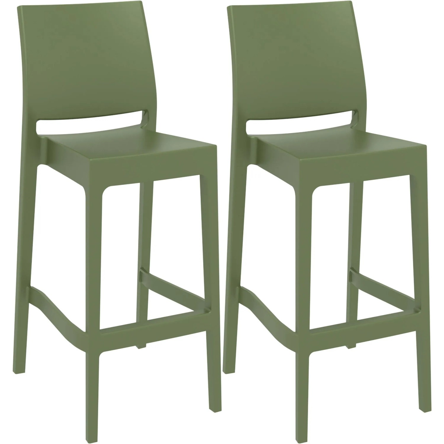 CLP 2er Set Barhocker Maya Kunststoff Oliv