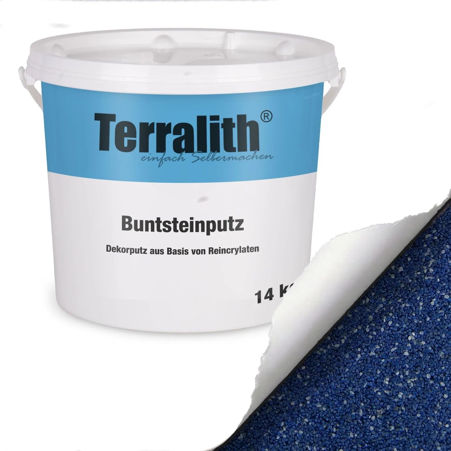 Terralith Buntsteinputz Mosaikputz 2mm 14 kg BSP18 Weiss Blau