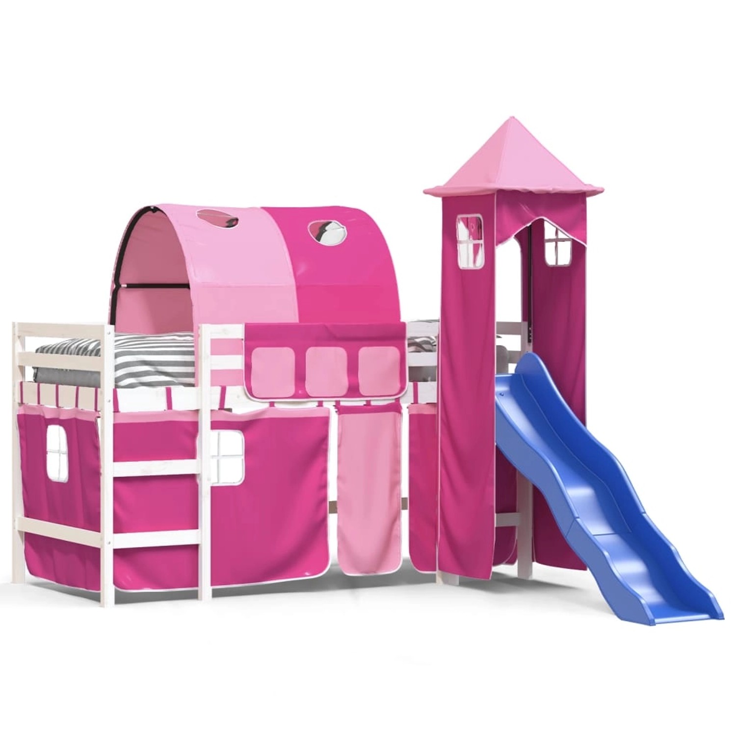 vidaXL Kinderhochbett mit Turm Rosa 90x200 cm Massivholz Kiefer1929816 günstig online kaufen