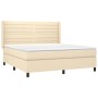 Cremefarbenes vidaXL Boxspringbett (180x200 cm) mit Matratze und Stoffbezug.
