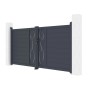 Graues Casanoov Aluminium Flügeltor Life mit Zierde und Drehtorantrieb Bunker B500. Modernes elektrisches Doppeltor.