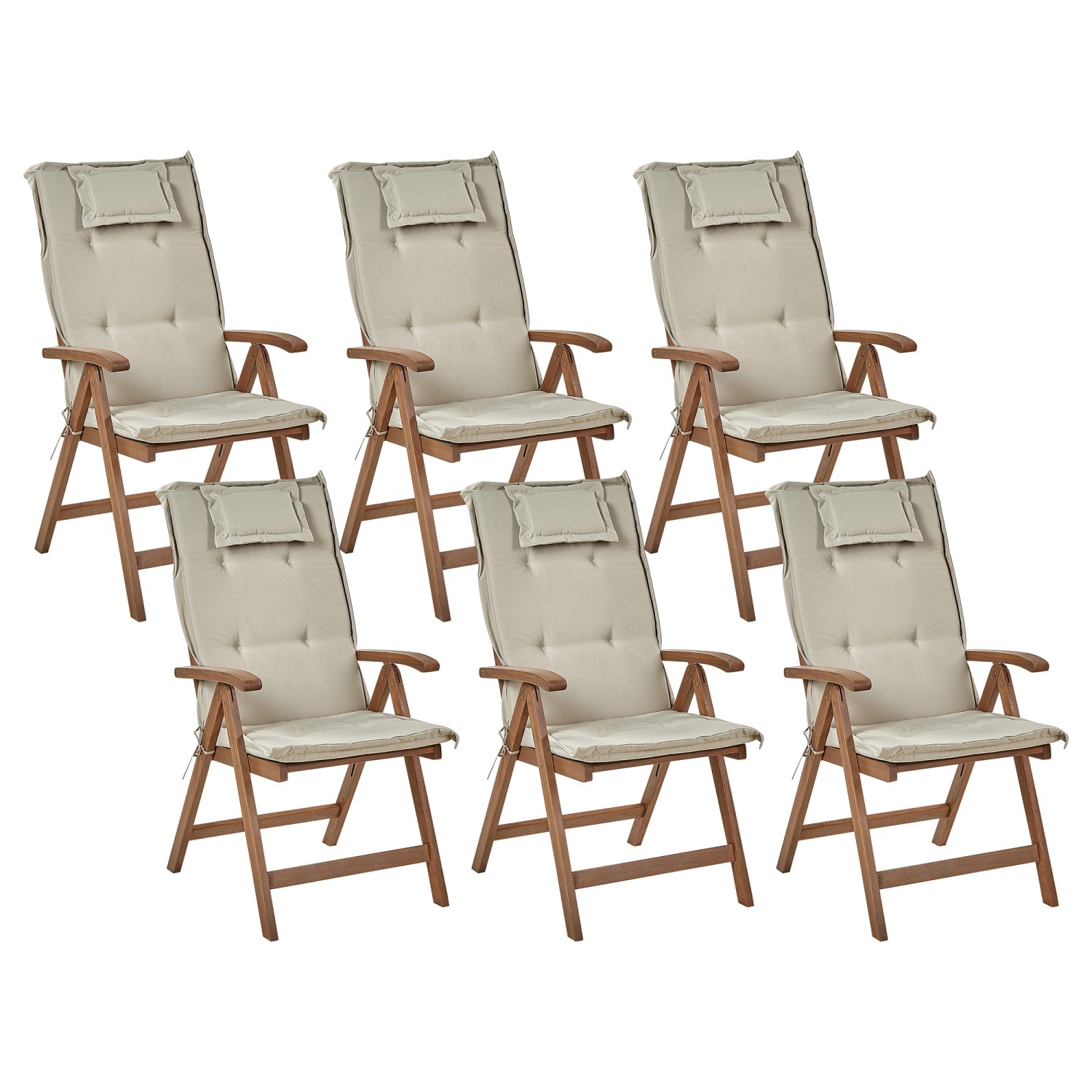 Beliani Gartenstuhl Dunkler Holzfarbton Beige 69x54x105 günstig online kaufen