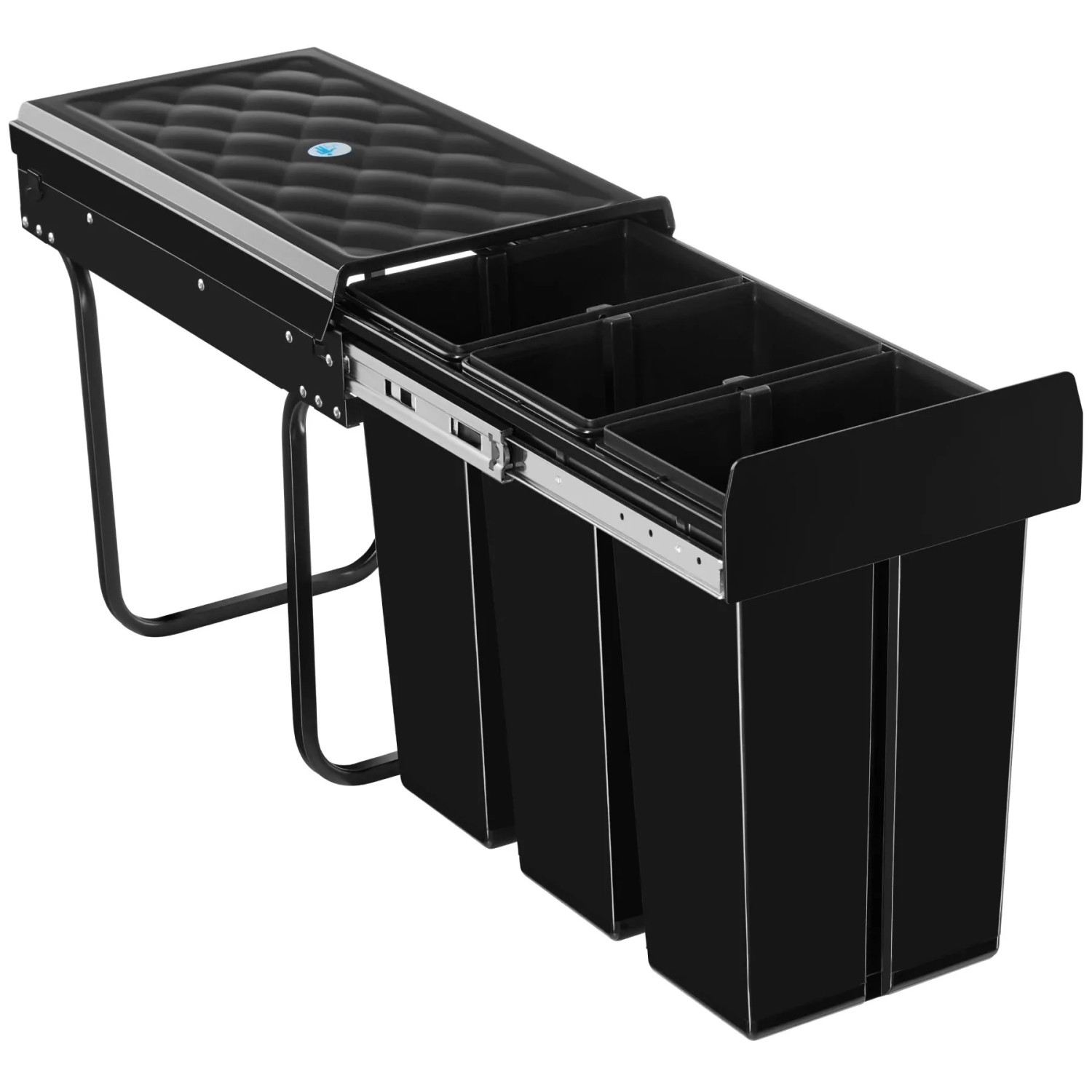 Tectake Abfallsammler Ashlyn 3 Fach Mülltrennung  3x10L Vollauszug Mit Teleskopschienen  48 x 26 x 42 cm Schwarz