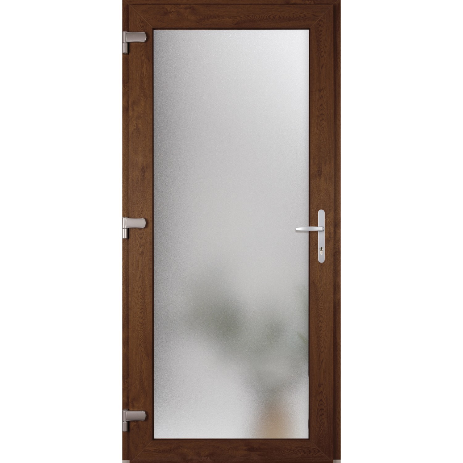 Nebeneingangstür G7427S2 Schwenkhakenschloss Weiß-Oak Ornamentglas L auf Maß