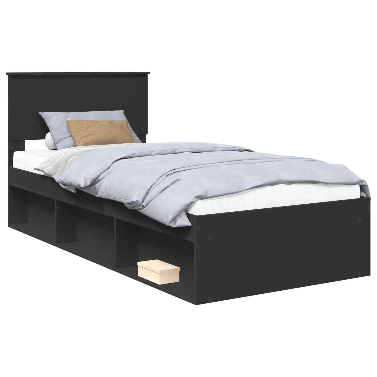 vidaXL Bettrahmen Schwarz 90 x 200 cm Massives Kiefernholz 3410646
