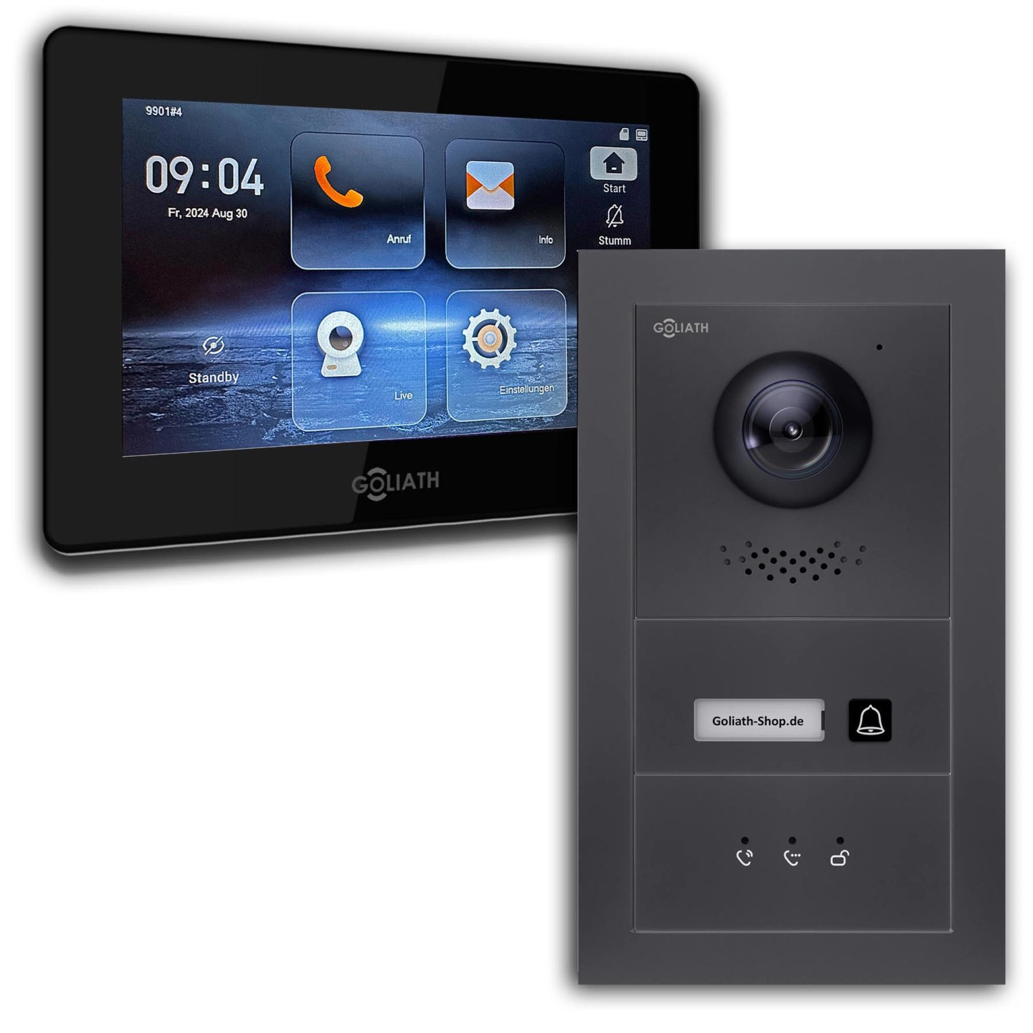 Goliath IP Video Türsprechanlage mit Kamera 1 Familie 7 Zoll Schwarz Anthrazit