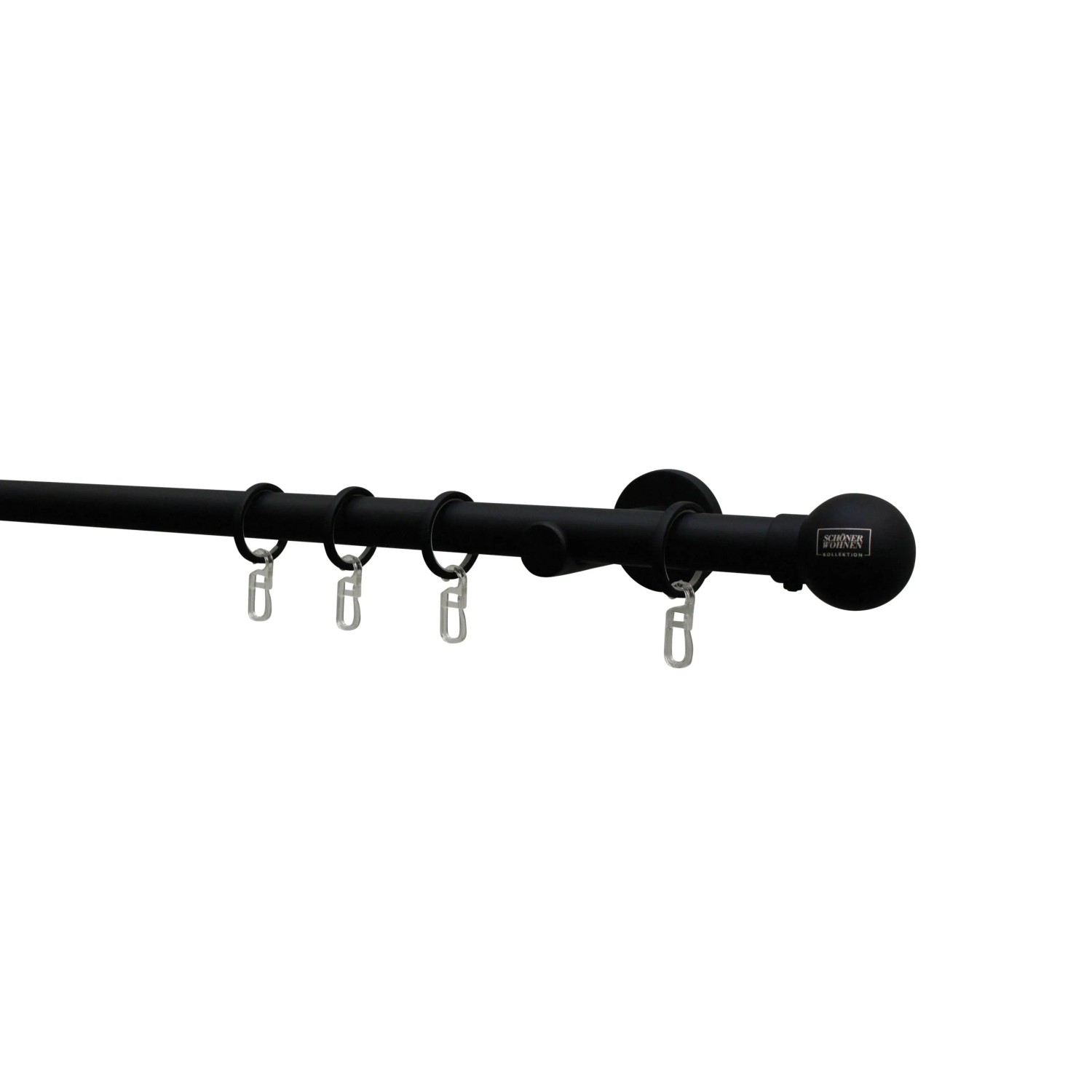 Schöner Wohnen Wandhalter Leon, Gardinenstange Ø 20mm, Schwarz Matt.