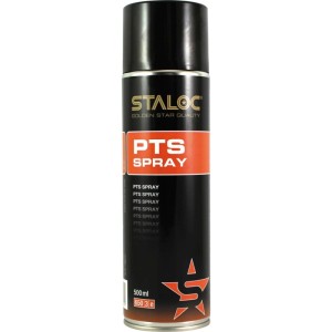 Schwarze Staloc PTS Silikonspray Dose 500 ml. Transparentes Schutz- und Trennspray für Kunststoff, Gummi, Metall.