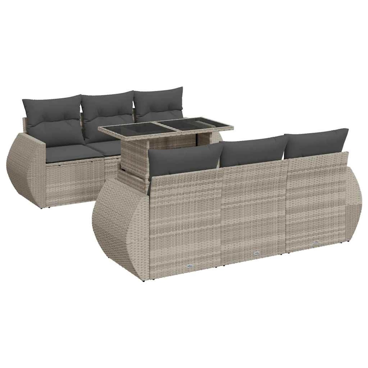 vidaXL 7-Tlg Garten-Sofagarnitur mit Kissen Hellgrau Poly Rattan 3326583 günstig online kaufen