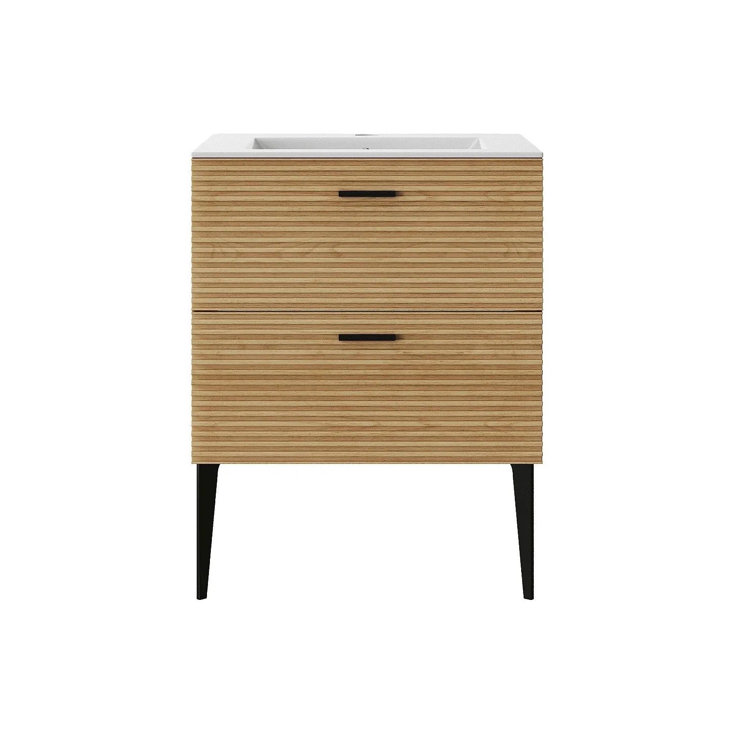 Vente-unique Einzelwaschtisch Sarone Naturfarben Hell 60 cm