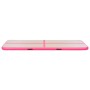 Aufblasbare Gymnastikmatte aus PVC, rosa und hellgrau, 400x100x10 cm, für Sport & Fitness. Mit Pumpe.
