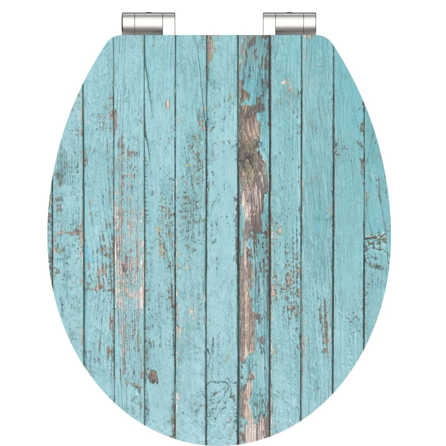 Schütte WC-Sitz Blue Wood mit Absenkautomatik, MDF, blaues Holzdesign.