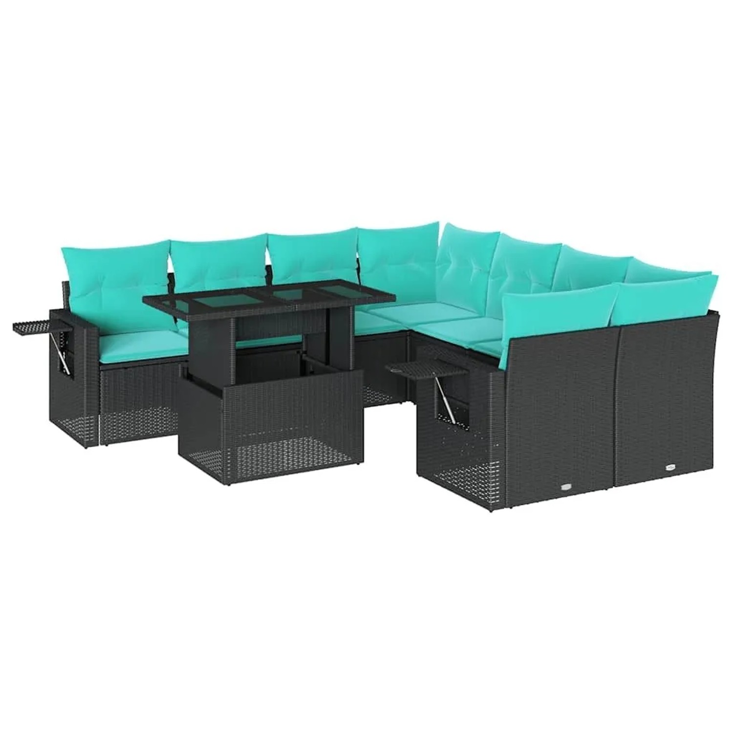 vidaXL 9-Tlg Gartensofa-Set mit Kissen Schwarz Polyrattan 3267797 günstig online kaufen