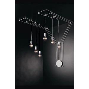 Weiße, 6-flammige Luce Design Deckenleuchte Habitat mit E27 Fassungen und minimalistischem Design.