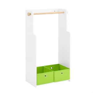 SoBuy Kindergarderobe mit 2 Boxen Kinderkleiderständer Kleiderschrank KMB109-W