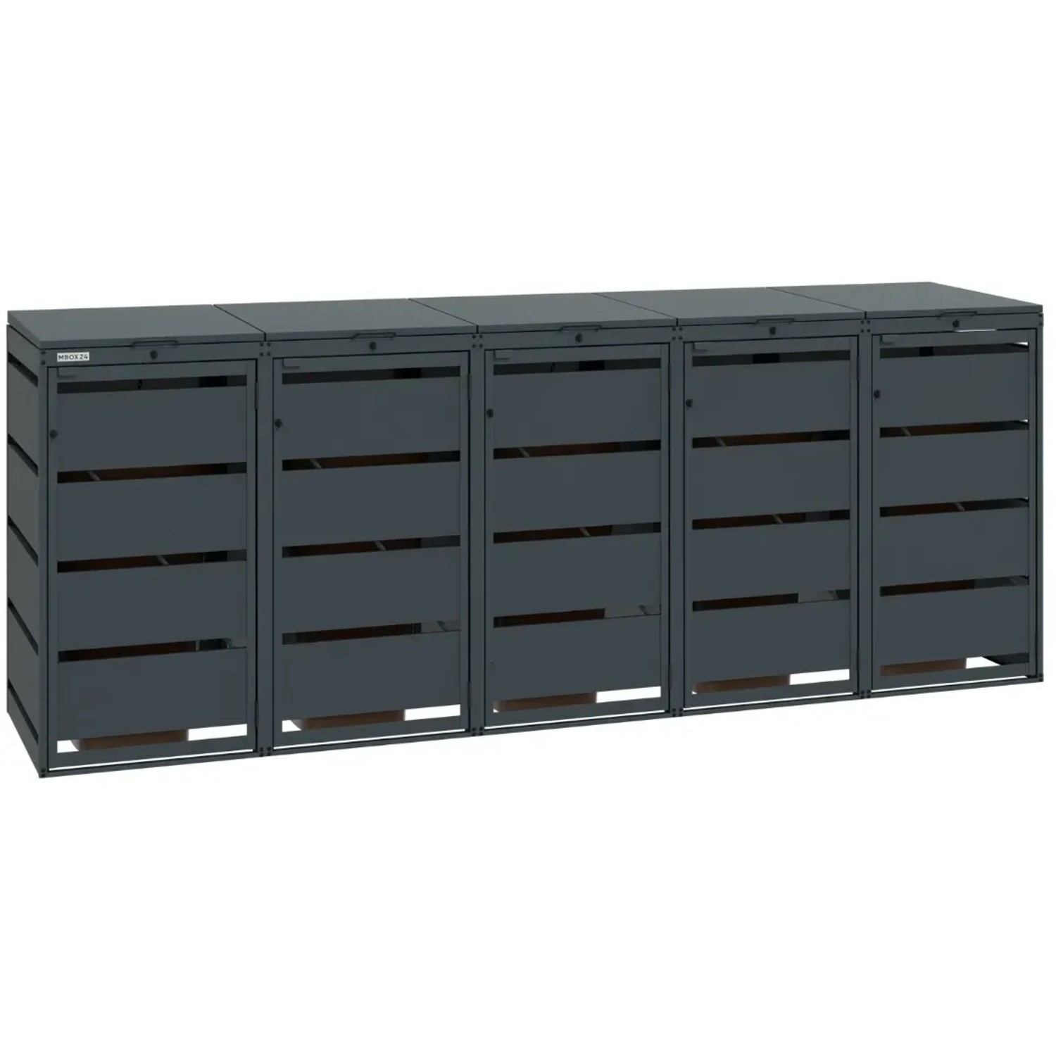 MBOX24 Classic Mülltonnenbox für 5 Mülltonnen (120L) aus Verzinktem Stahl  5er Metall Mülltonnenverkleidung in Anthrazit  Robust & Wetterfest