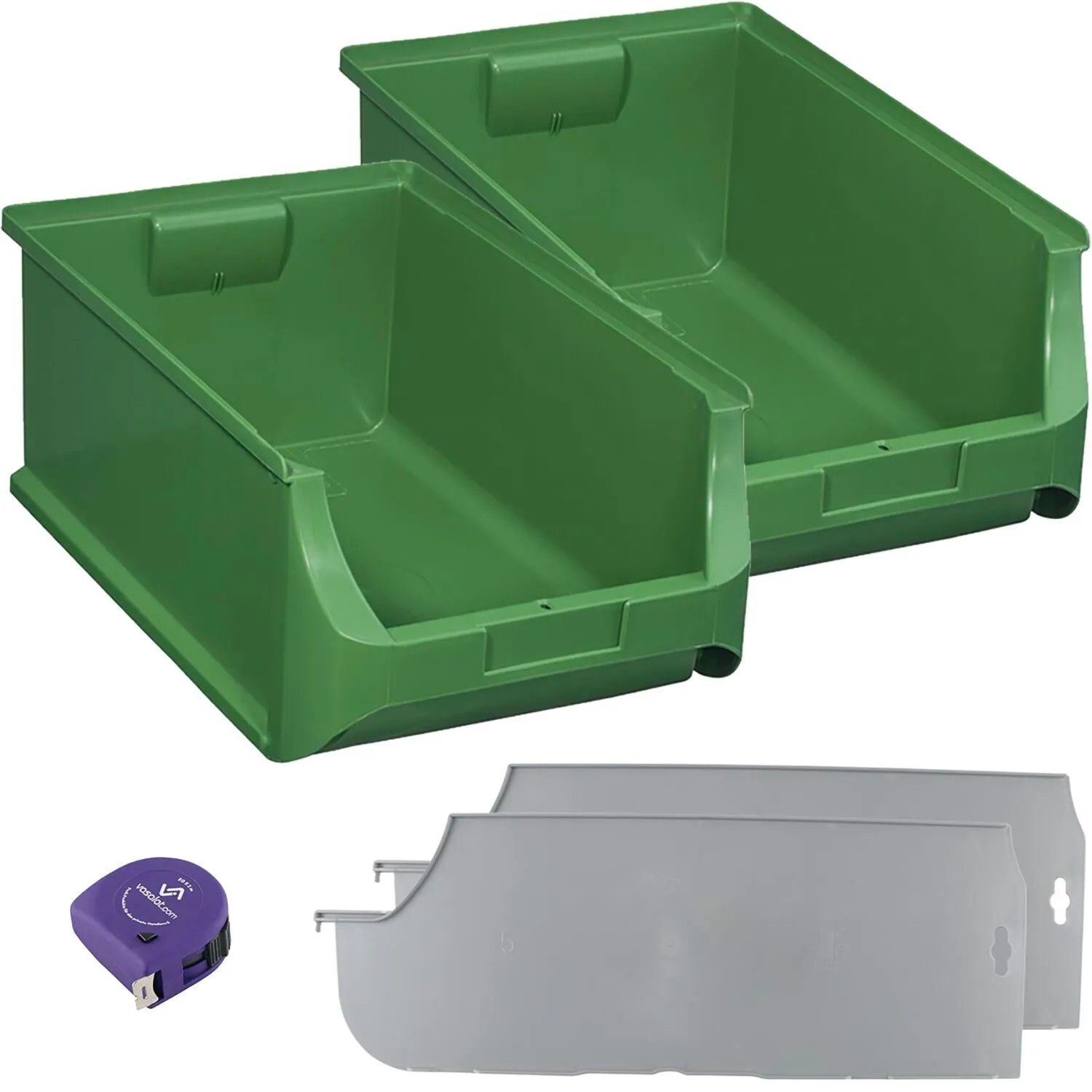vasalat Set Stapelboxen Größe 5 500x310x200 mm Grün mit Trennsteg 2 Stück