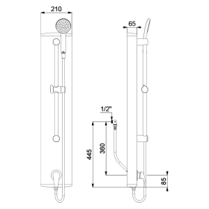 Delabie Duschelement Aluminium mit Einhebelmischer und Handbrause
