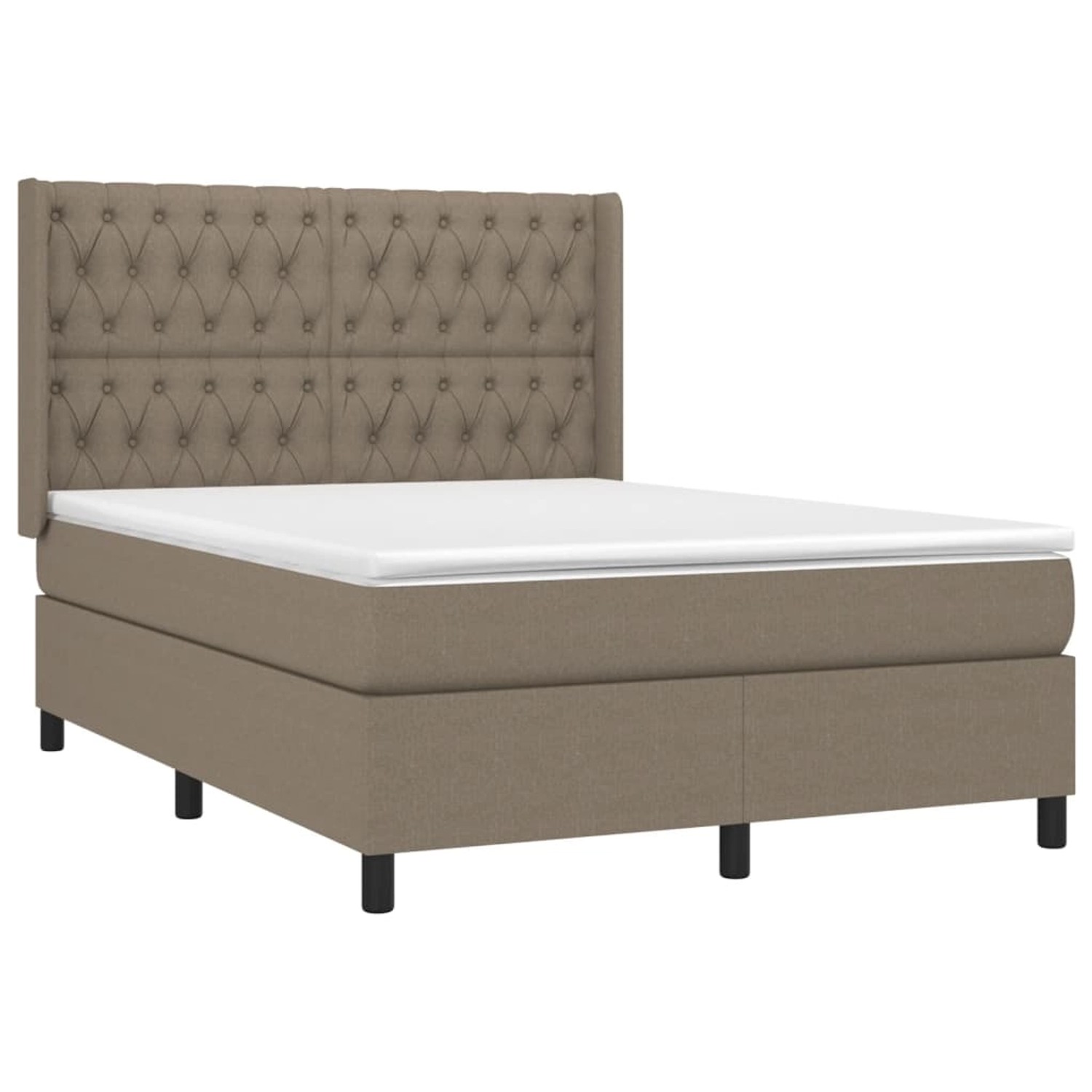 vidaXL Boxspringbett mit Matratze & LED Taupe 140x190 cm Stoff 3138553 günstig online kaufen
