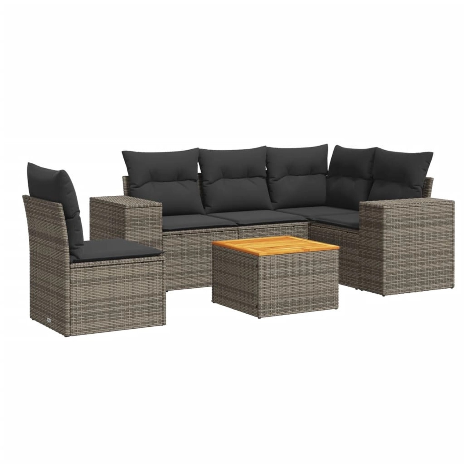 vidaXL 6-Tlg Garten-Sofagarnitur mit Kissen Grau Poly Rattan 3225451 günstig online kaufen