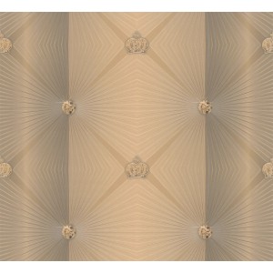 Glööckler Vliestapete Imperial Rauten Cappuccino mit Krönchen und Strasssteinen.