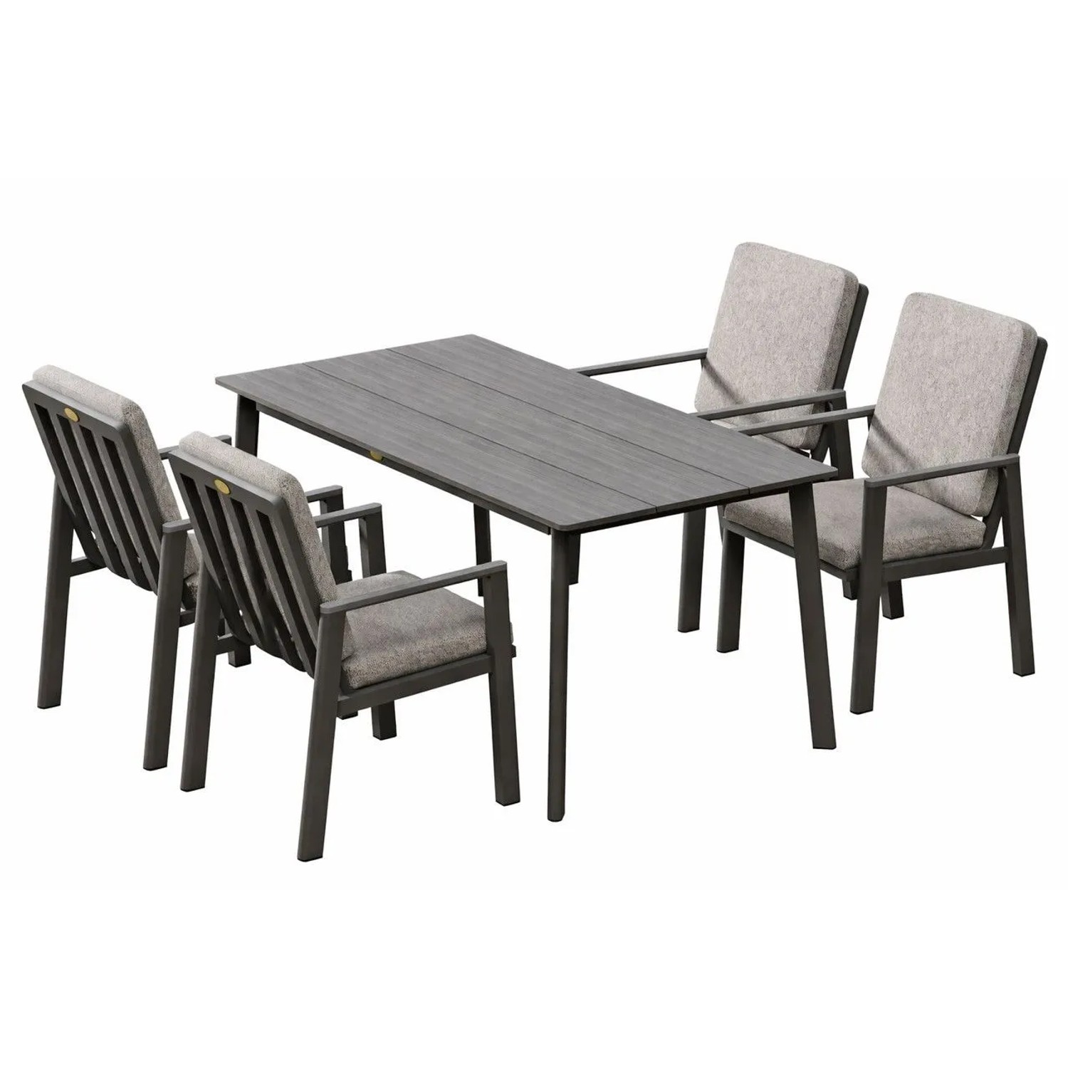 RICHLY Gartenlounge-Set Aluminium Garten Essgruppe für 4 Personen Grau