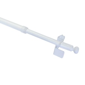 Weiße Gardinia Klemmstange Press&Go mit Kugel, 50-80 cm, für Fensterdekoration.