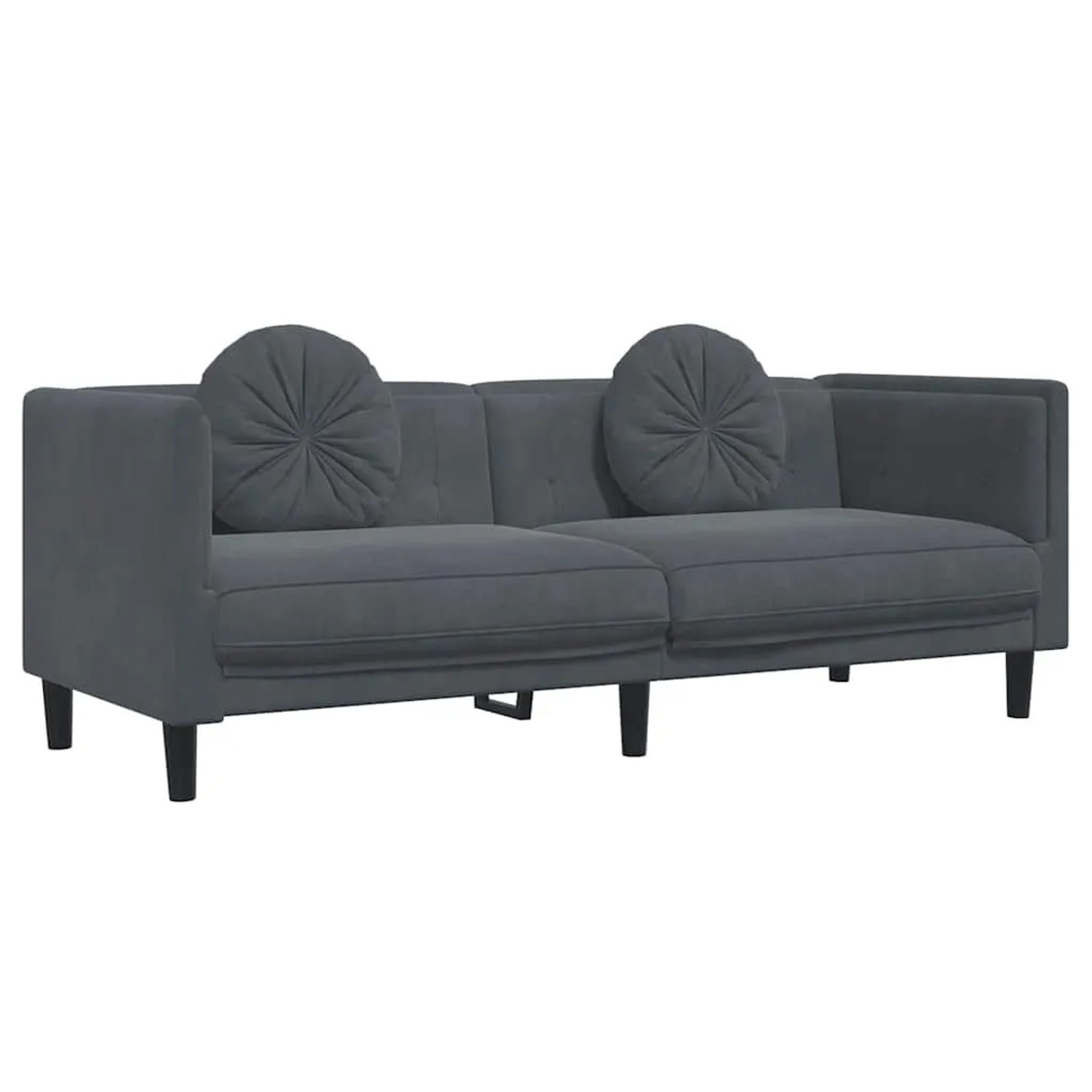 vidaXL Sofa mit Kissen 3-Sitzer Dunkelgrau Samt 372643