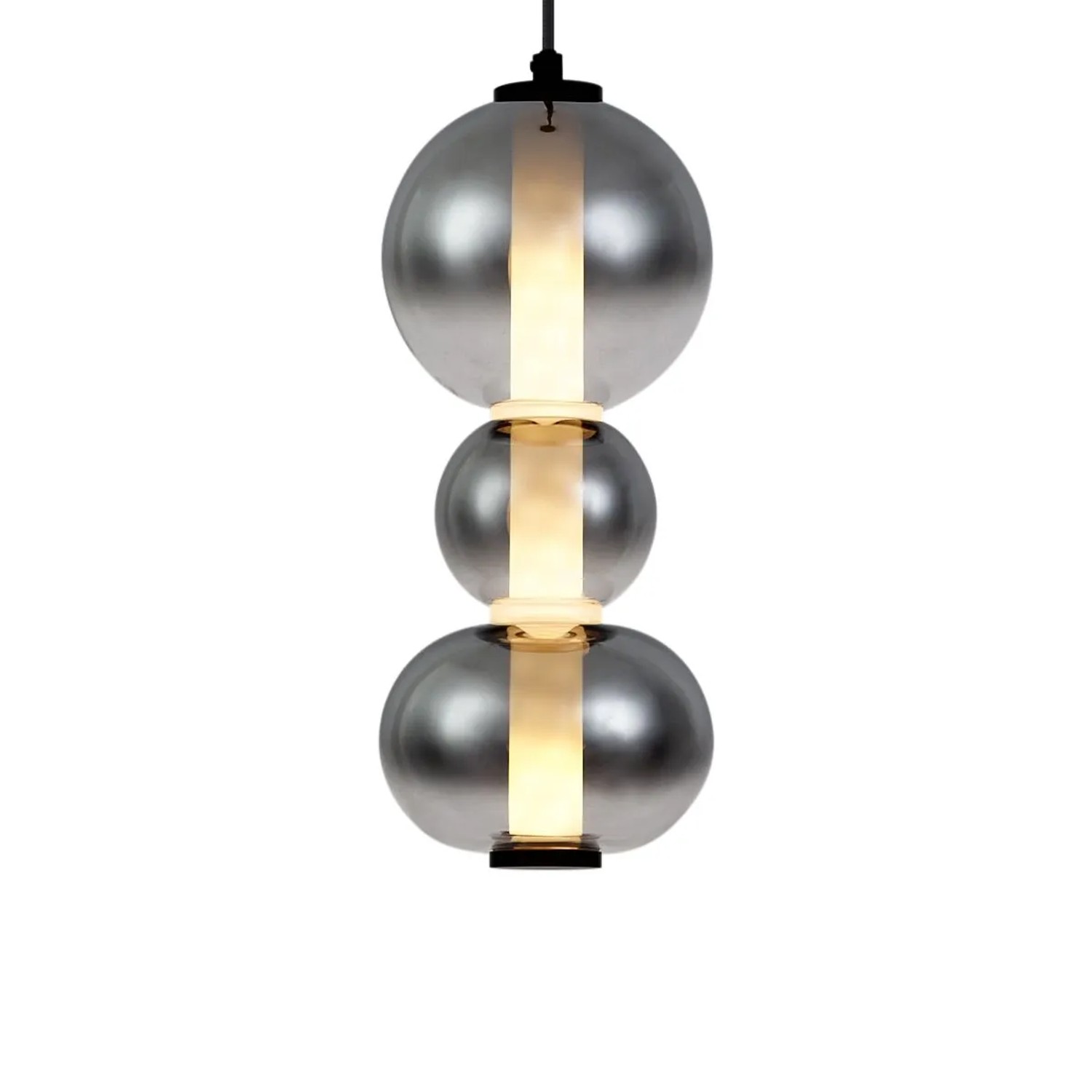 QAZQA Art Deco Hängeleuchte Schwarz mit Rauch  und Klarglas 3 Flammig inkl  LED Lizzy