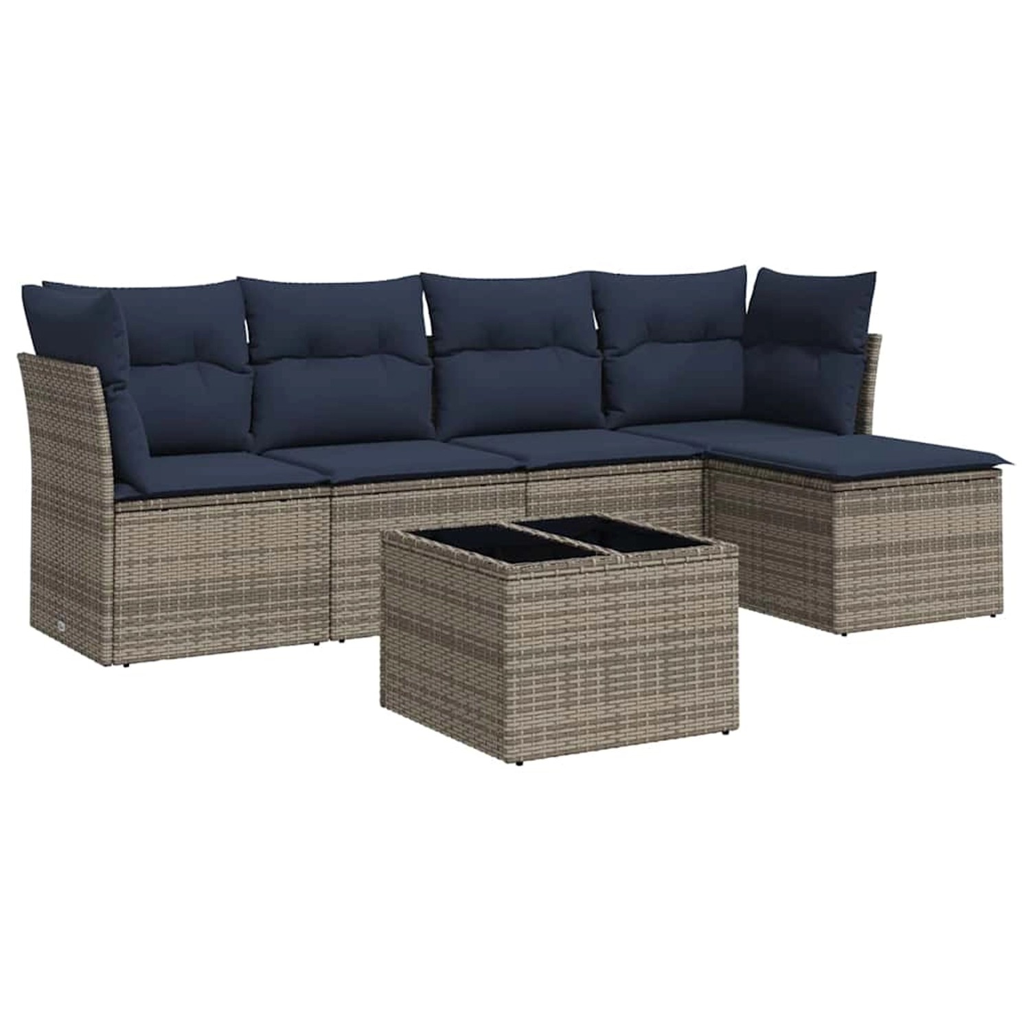 vidaXL 6-Tlg Garten-Sofagarnitur mit Kissen Grau Poly Rattan 3217571