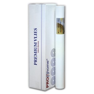 Verpackung und Rolle Profhome Premium Vlies Tapete, 150g, weiß, 4 Rollen (100m²).