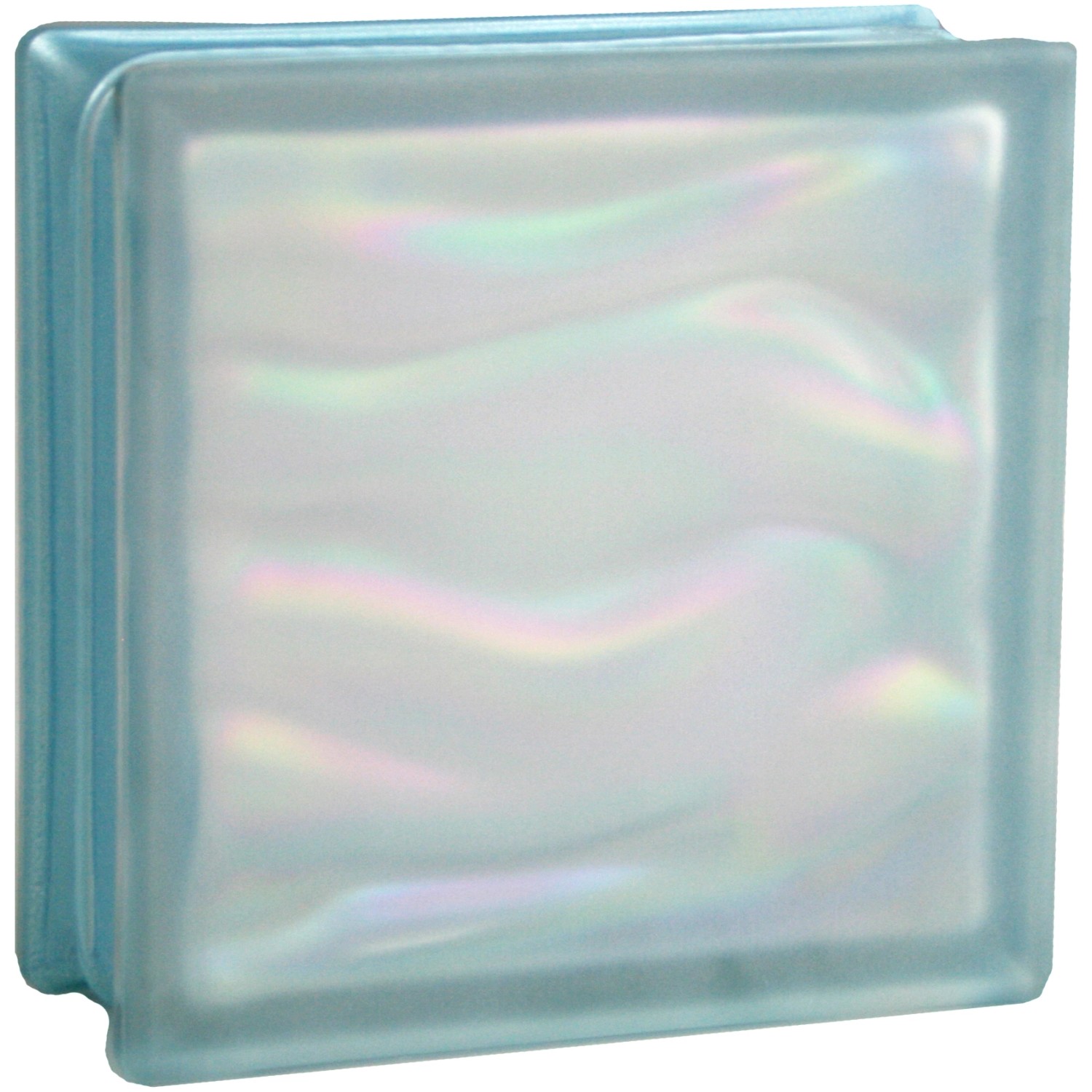 BM Glasstein Aqua Perlmutt Indigo 2-Seitig Satiniert 19 cm x 19 cm x 8 cm