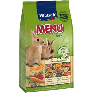 Vitakraft Kaninchenfutter Menu Vital 1kg: Alleinfutter mit Gemüse und Kräutern für Zwergkaninchen.