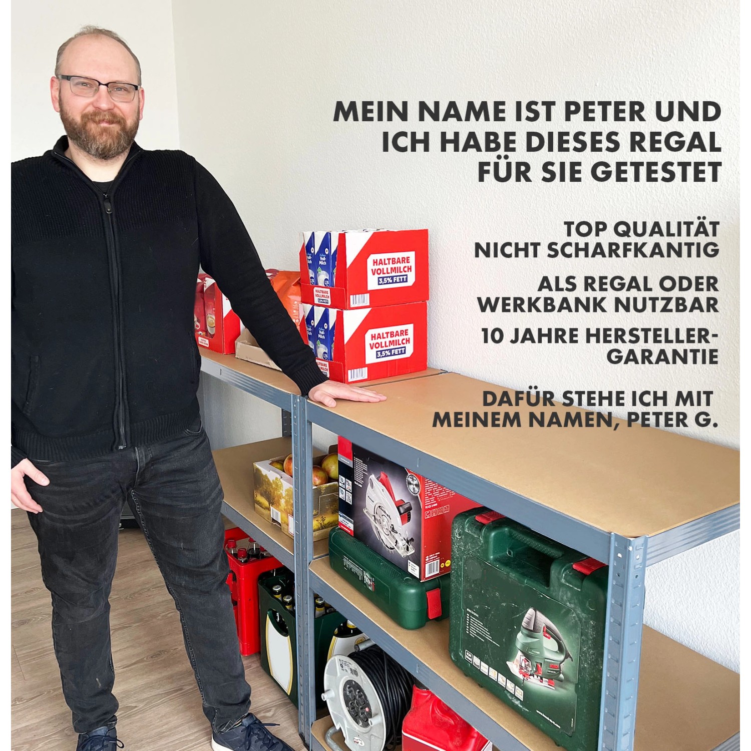 KARAT Schwerlastregal Grizzly, anthrazit-grau, mit 5 Böden und einer Traglast von 875 kg.