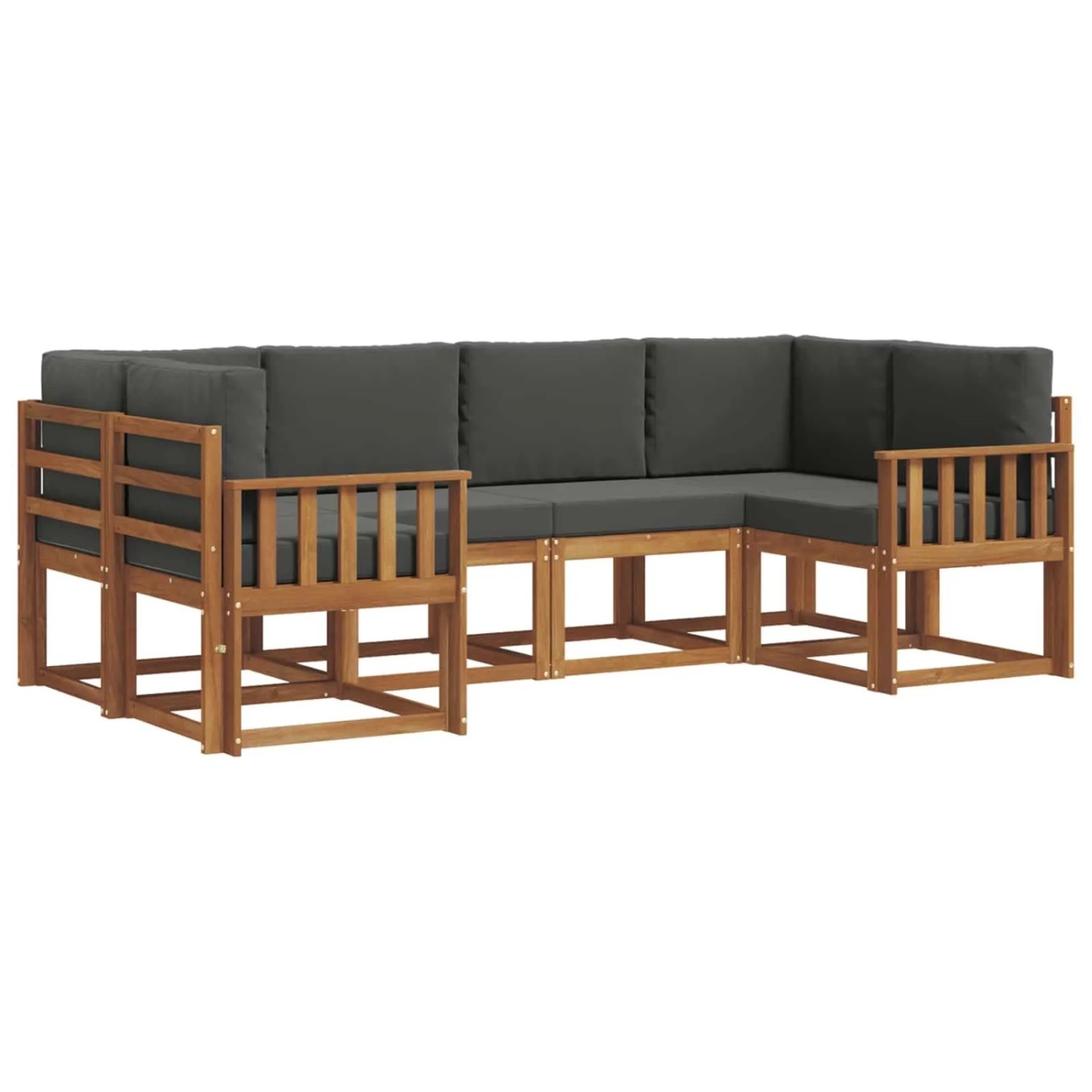 vidaXL Outdoor-Sofagarnitur mit Kissen 6-Tlg Natur und Anthrazit 3366880