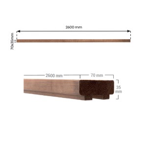 Kordo Handlauf aus Tannenholz, Moka Geländerserie, 2600 mm lang, braun gebeizt.